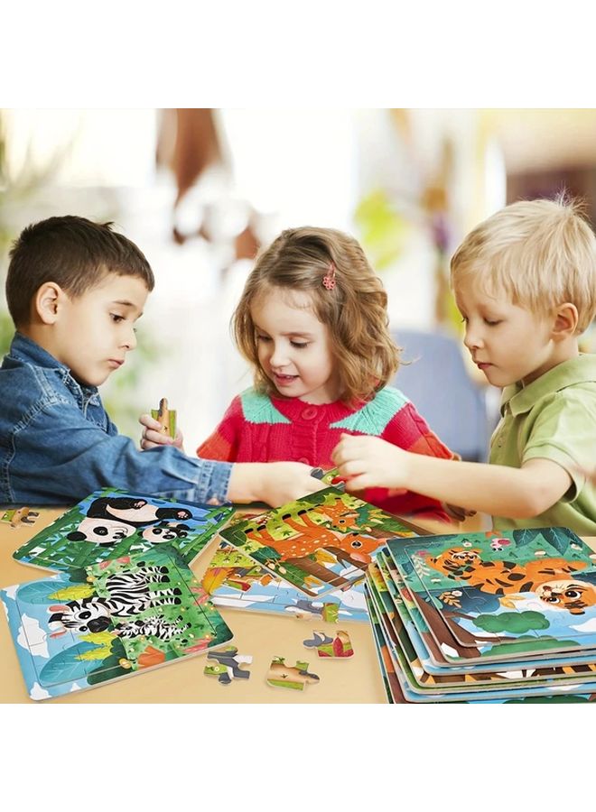 JHTOY 583 Wooden Puzzle Set 12pcs Educational Preschool Toys Animal Puzzles For Kids - Image 4